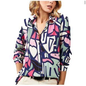 Big Dart Top EU 38/US 16-  Shirt Keith Haring Abstract Art Blouse Heart Pink Bla